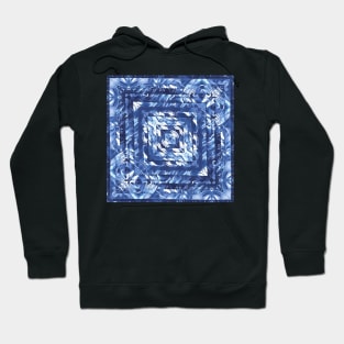 geometric square composition pattern and design in shades of BLUE Hoodie